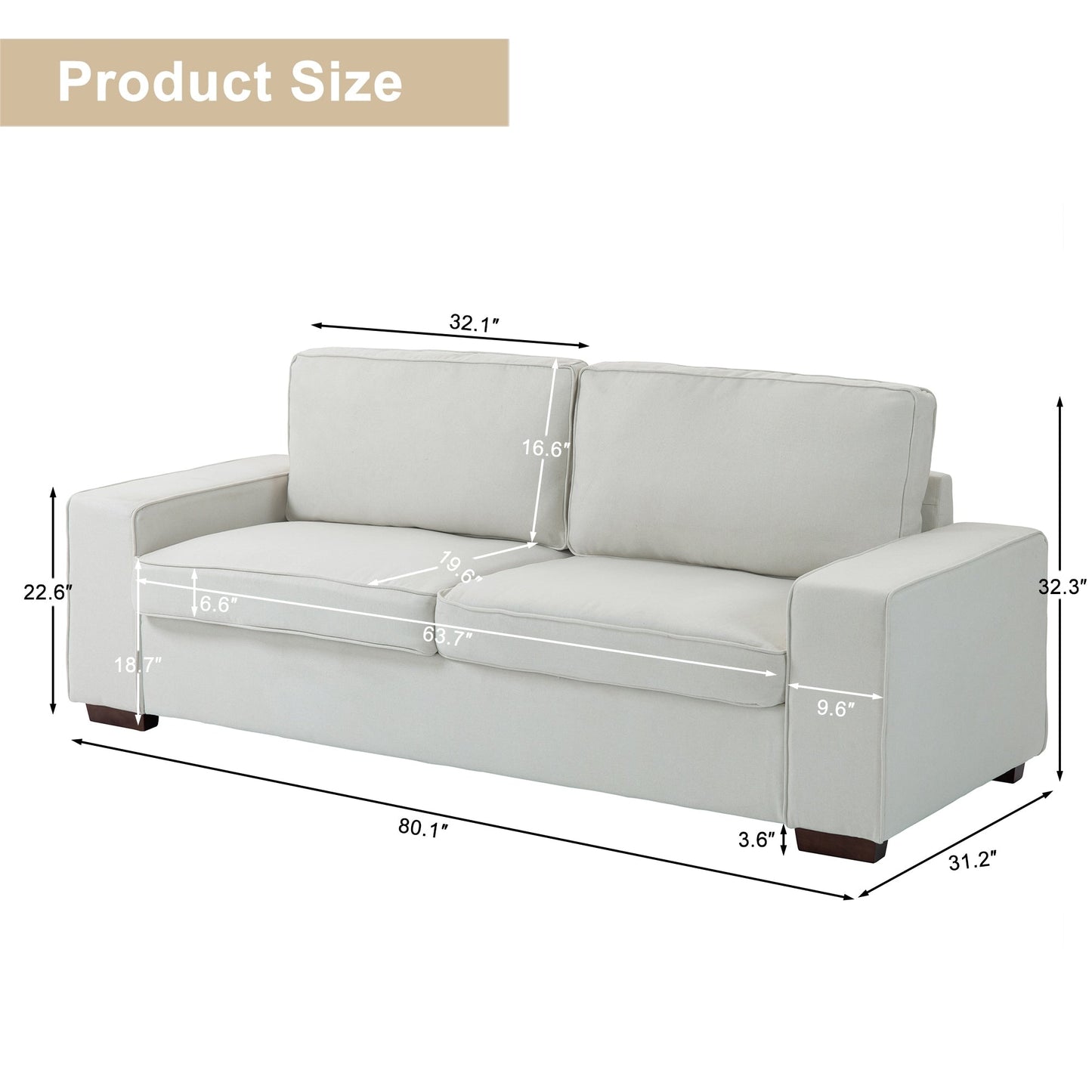 80.1 Wide Linen Corduroy Loveseat Living Room Sofa Couch