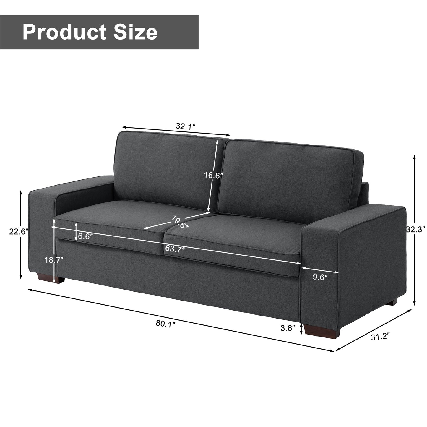 80.1 Wide Linen Corduroy Loveseat Living Room Sofa Couch