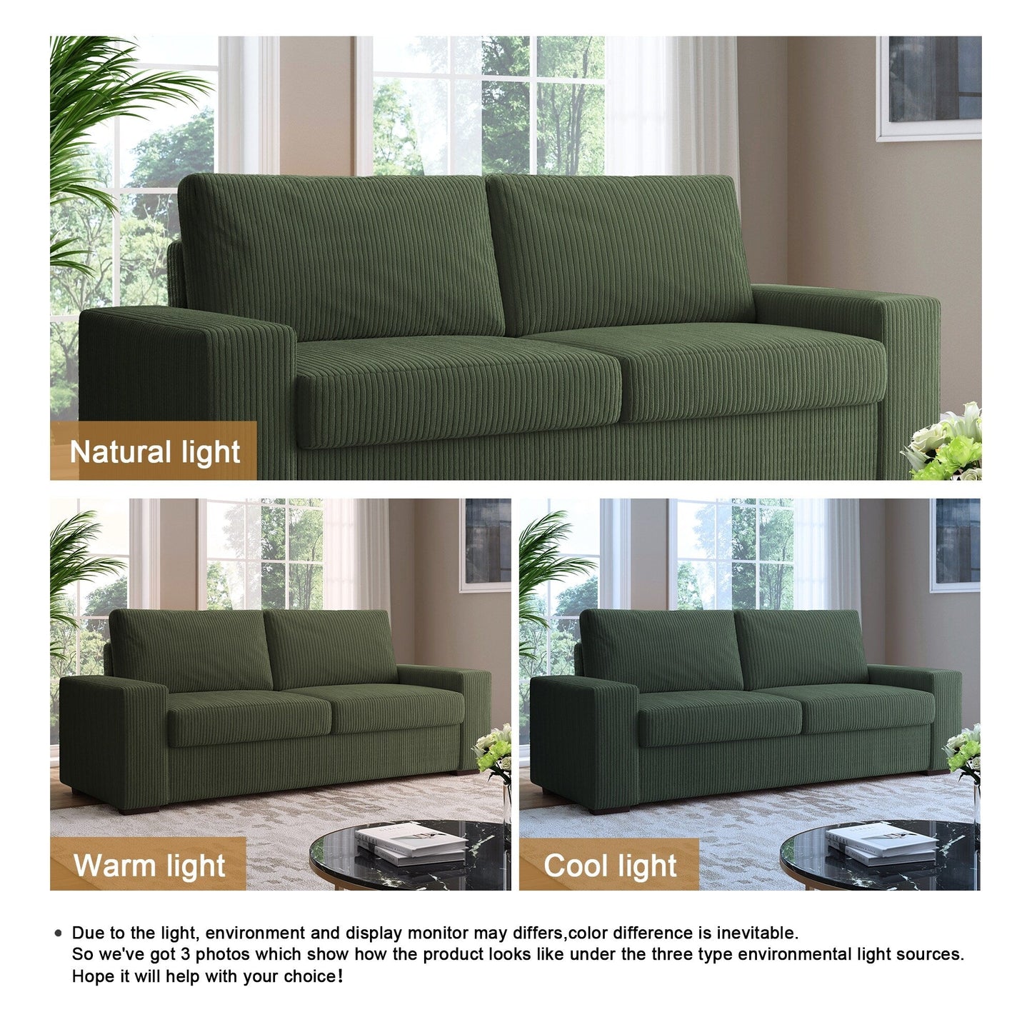 80.1 Wide Linen Corduroy Loveseat Living Room Sofa Couch