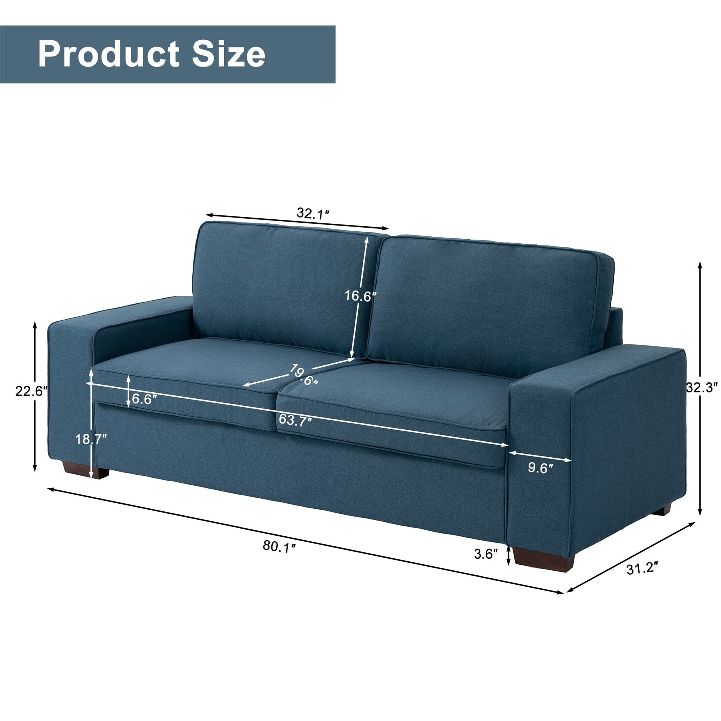 80.1 Wide Linen Corduroy Loveseat Living Room Sofa Couch