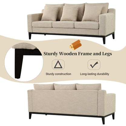 80.5 Polyester 3-Seater Sofa,Solid Wood Trim - Premium Comfort for Living Room or Study