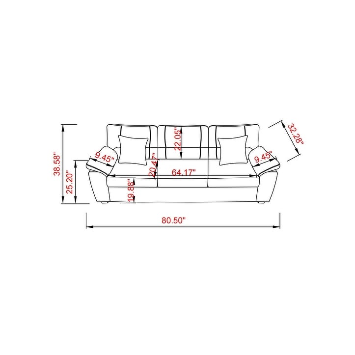 80.5'' Wide Faux Leather Sofa