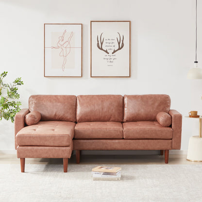 80 Fabric L-Shaped 3 Seater Sectional Sofa Couch, with Tufted Cushions, Reversible Chaise and Sturdy Wooden Frame