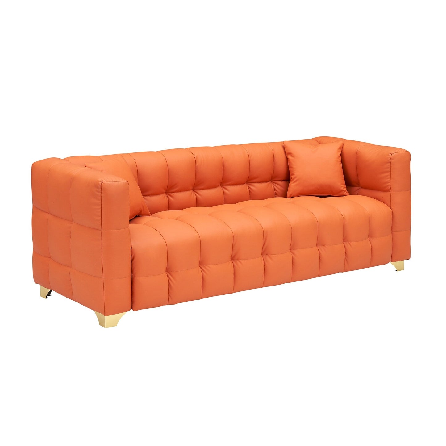 80 Orange 3-Seat Tech Fabric Sofa Waterproof Stain-Proof Anti-Cat Paw
