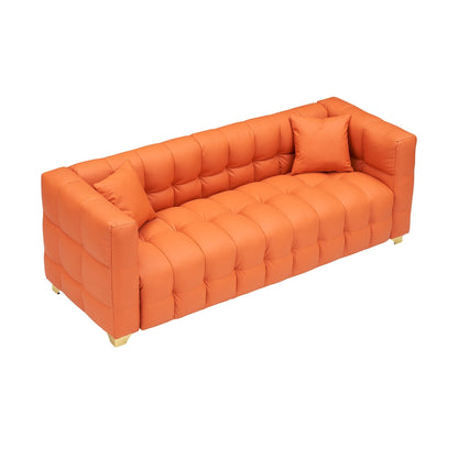 80 Orange 3-Seat Tech Fabric Sofa Waterproof Stain-Proof Anti-Cat Paw