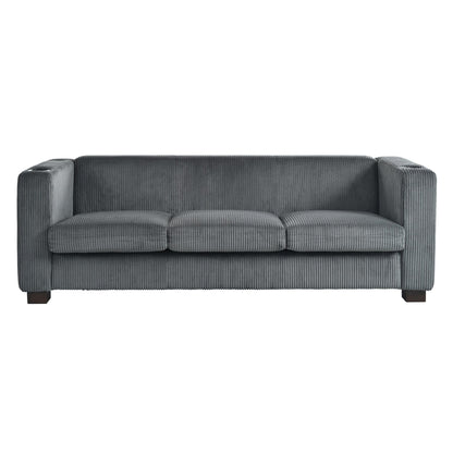 80 Solid Wood 3-Seater Sofa with 2 USB ports and two cup holders