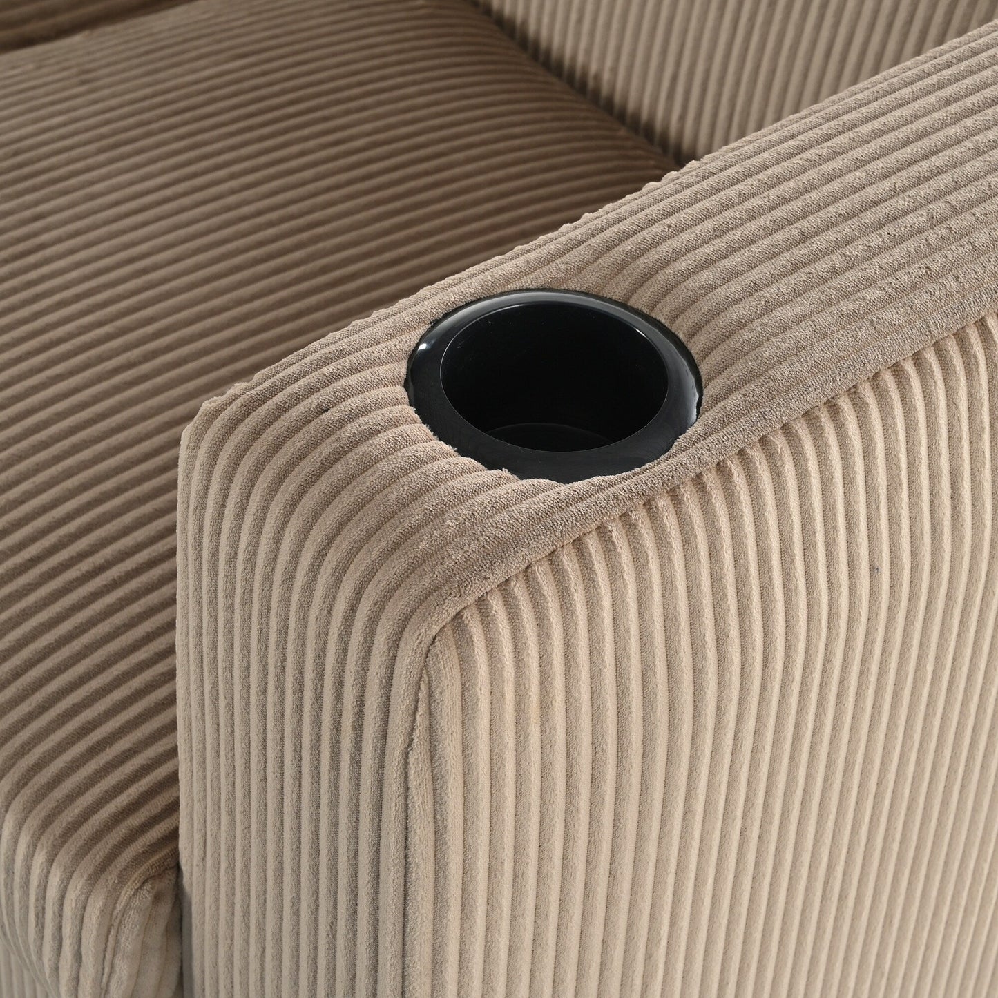 80 Solid Wood 3-Seater Sofa with 2 USB ports and two cup holders