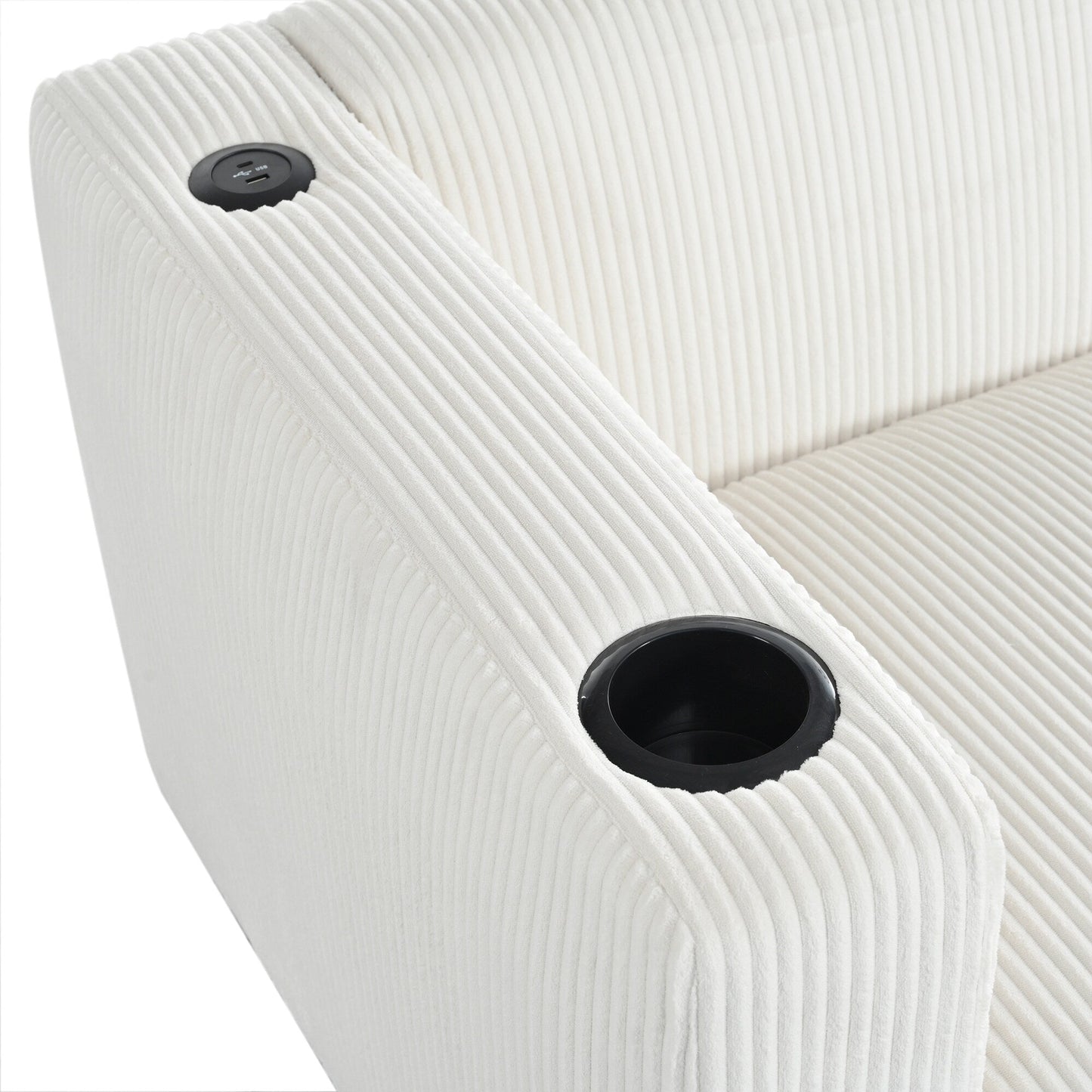 80 Solid Wood 3-Seater Sofa with 2 USB ports and two cup holders