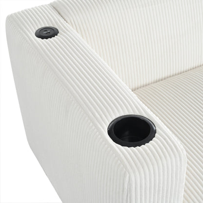 80 Solid Wood 3-Seater Sofa with 2 USB ports and two cup holders