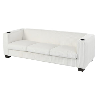 80 Solid Wood 3-Seater Sofa with 2 USB ports and two cup holders