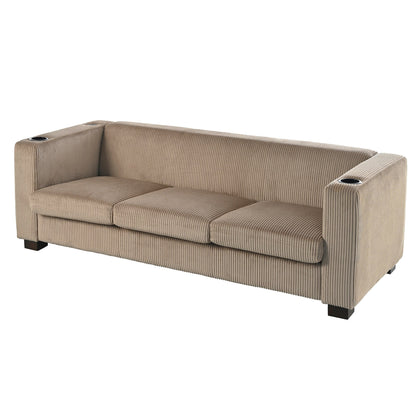80 Solid Wood 3-Seater Sofa with 2 USB ports and two cup holders