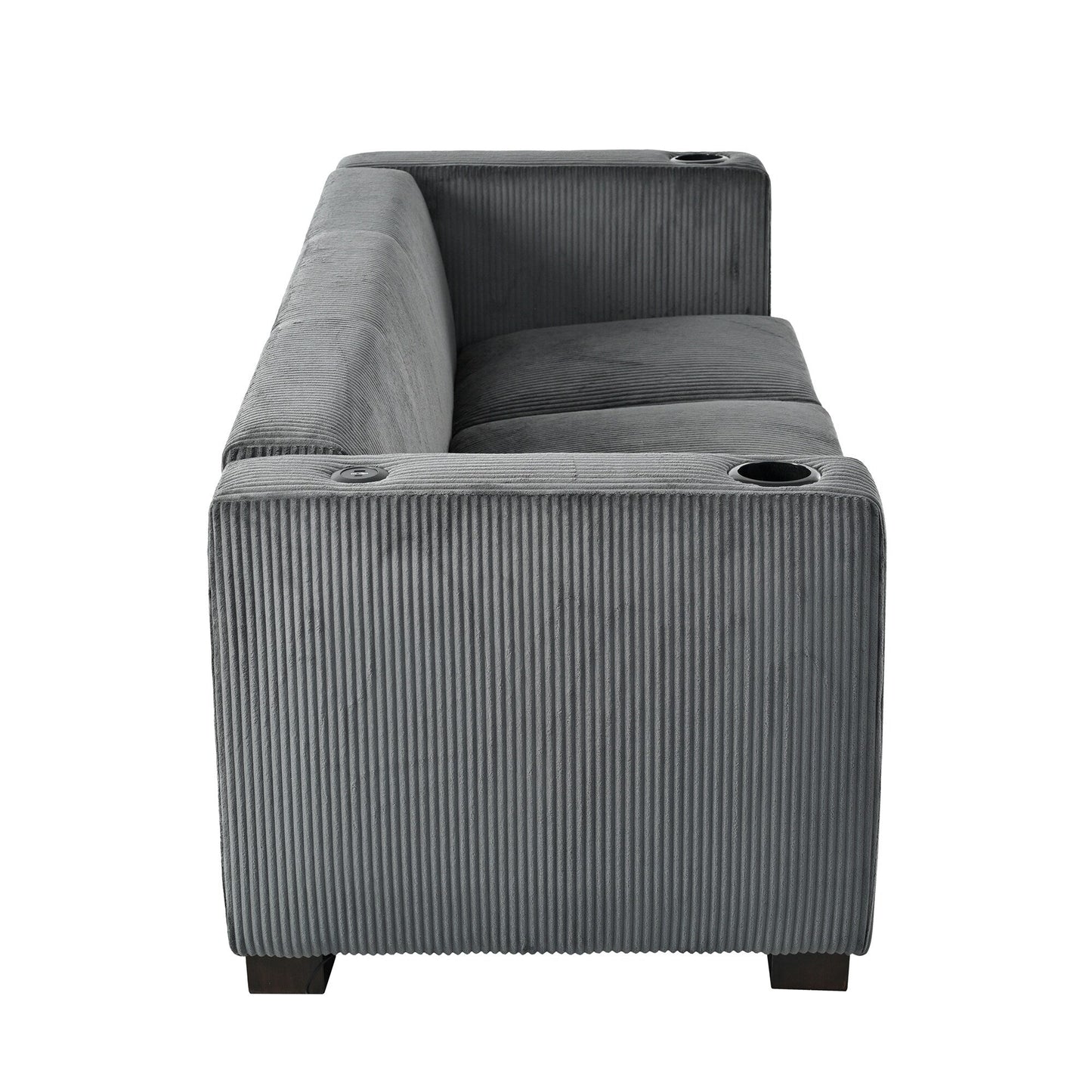 80 Solid Wood 3-Seater Sofa with 2 USB ports and two cup holders