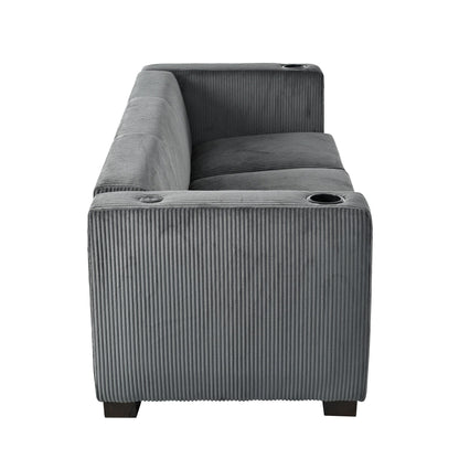 80 Solid Wood 3-Seater Sofa with 2 USB ports and two cup holders