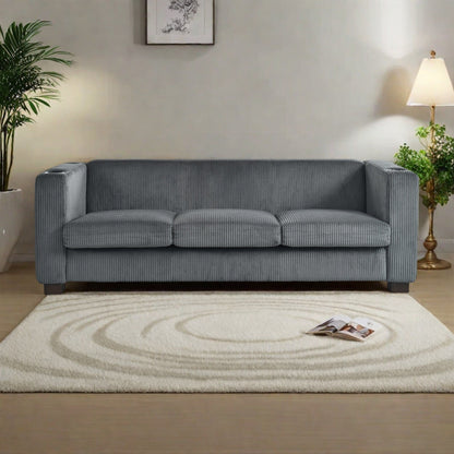 80 Solid Wood 3-Seater Sofa with 2 USB ports and two cup holders