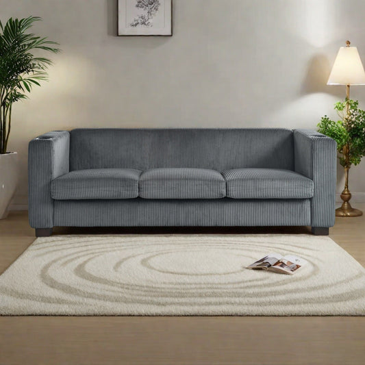 80 Solid Wood 3-Seater Sofa with 2 USB ports and two cup holders