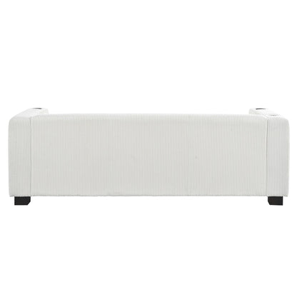 80 Solid Wood 3-Seater Sofa with 2 USB ports and two cup holders