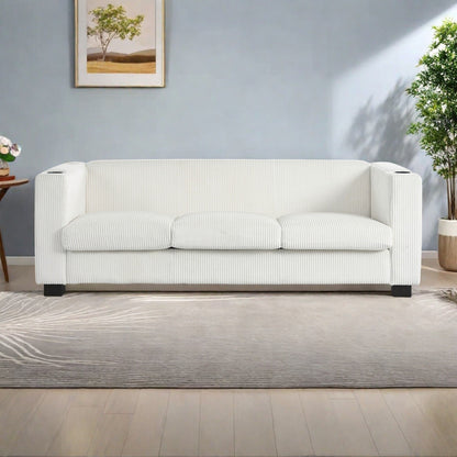 80 Solid Wood 3-Seater Sofa with 2 USB ports and two cup holders
