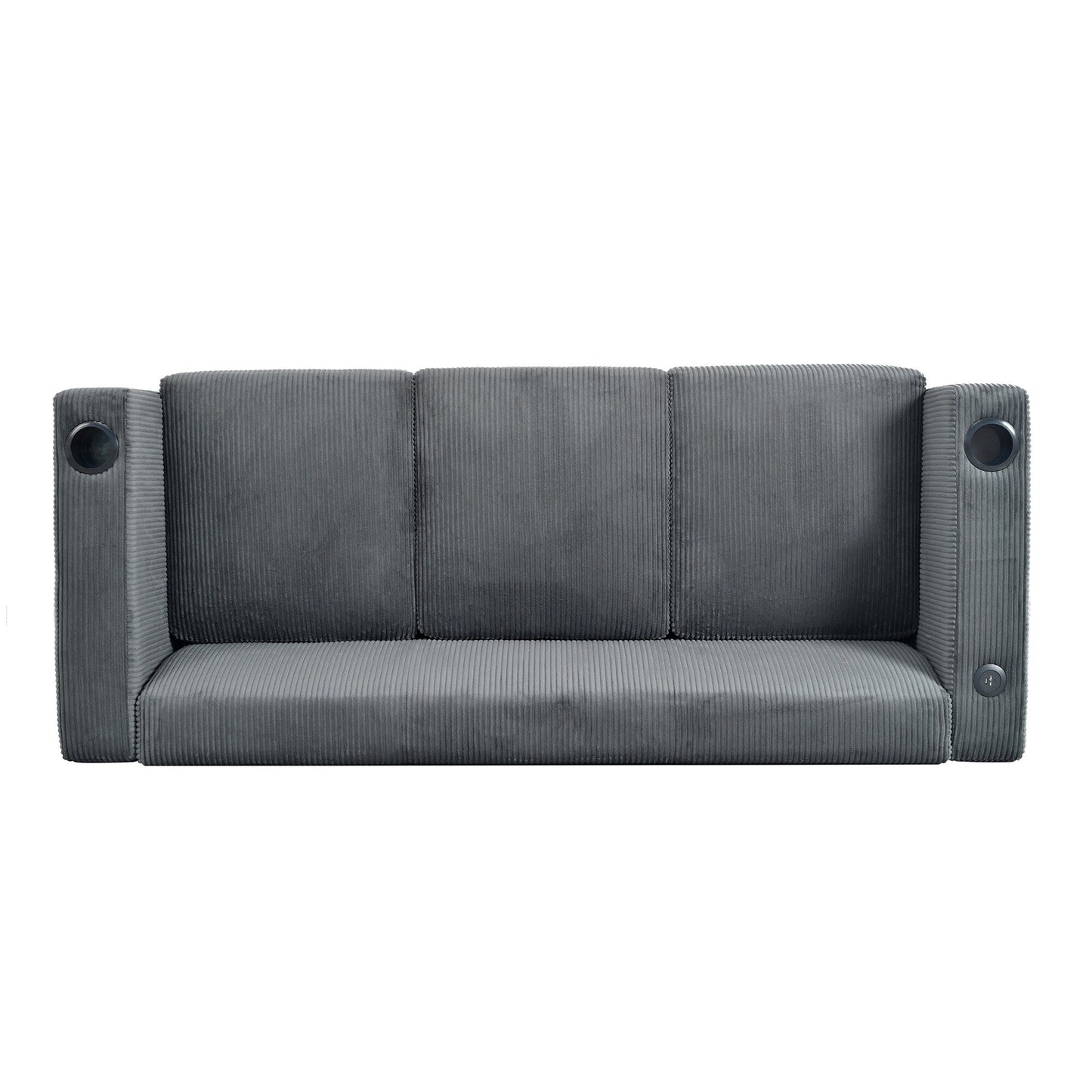 80 Solid Wood 3-Seater Sofa with 2 USB ports and two cup holders