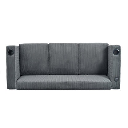 80 Solid Wood 3-Seater Sofa with 2 USB ports and two cup holders
