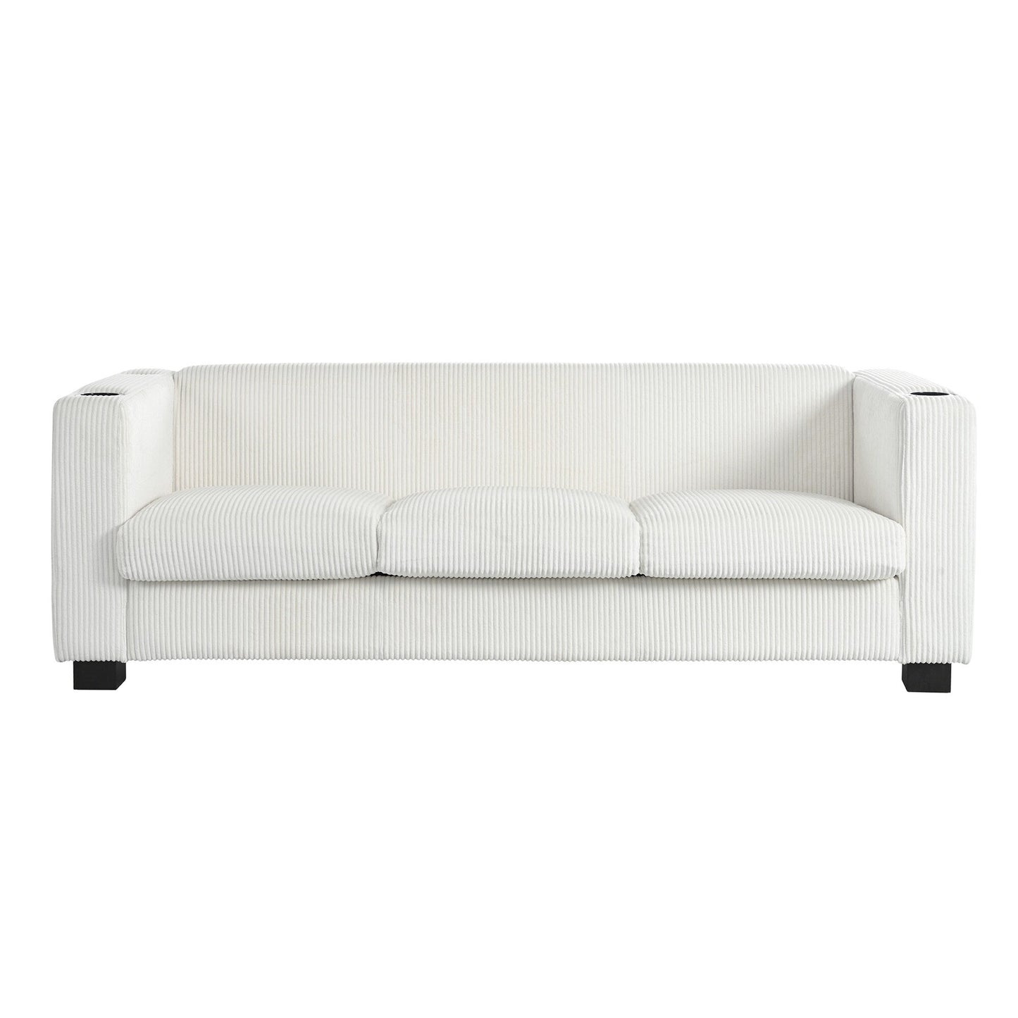 80 Solid Wood 3-Seater Sofa with 2 USB ports and two cup holders