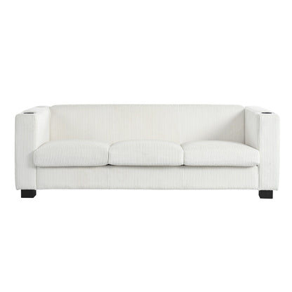 80 Solid Wood 3-Seater Sofa with 2 USB ports and two cup holders