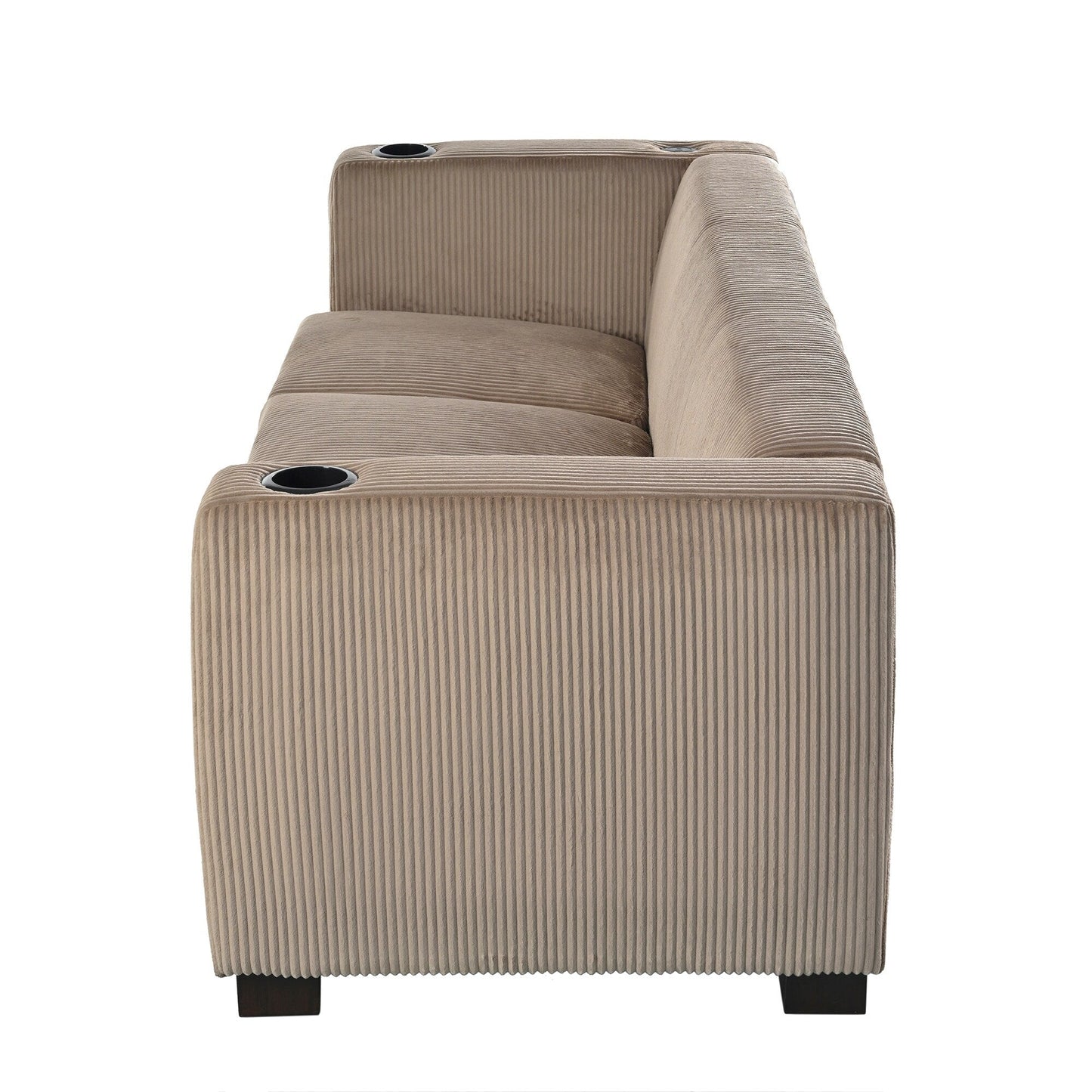 80 Solid Wood 3-Seater Sofa with 2 USB ports and two cup holders