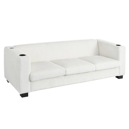 80 Solid Wood 3-Seater Sofa with 2 USB ports and two cup holders