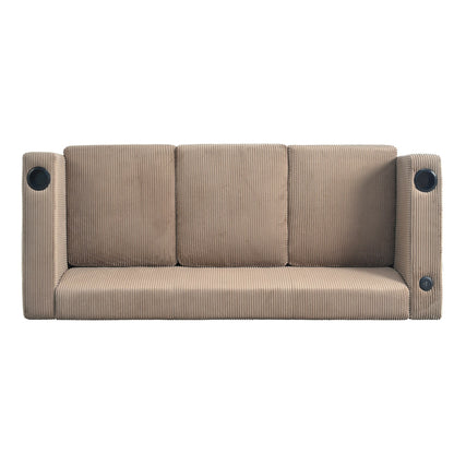 80 Solid Wood 3-Seater Sofa with 2 USB ports and two cup holders