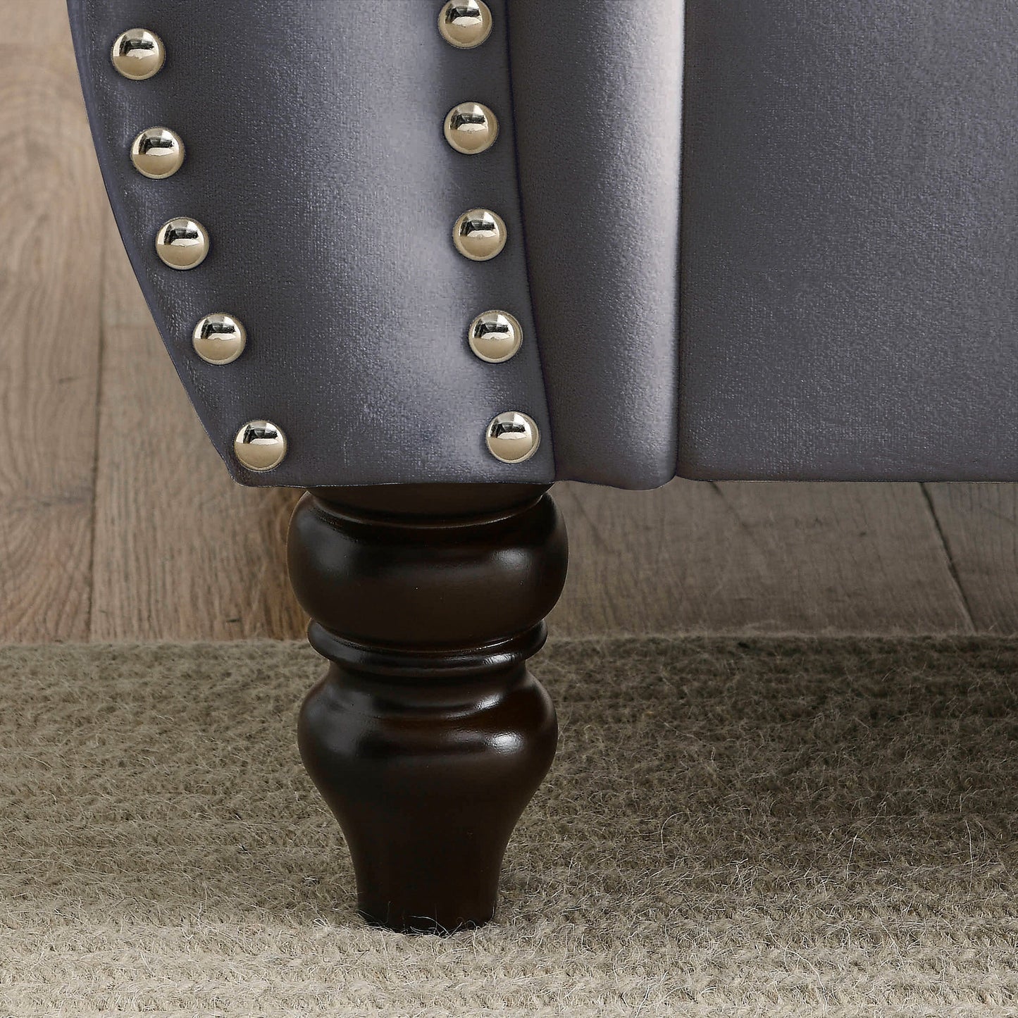 80 Velvet Chesterfield 3-Seater Sofa with Tufted Design, Nailhead Trim, and 2 Pillows