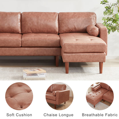 80'' Fabric L-Shaped Sectional Sofa with Tufted Cushions, Reversible Chaise, and Wooden Frame