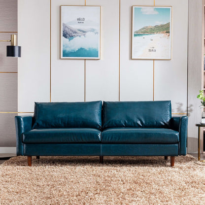 80'' Faux Leather 3 Seater Sofa Couch, with Wooden Frame, Padded Cushions and Removable Backrest