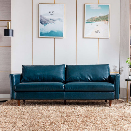 80'' Faux Leather 3 Seater Sofa Couch, with Wooden Frame, Padded Cushions and Removable Backrest