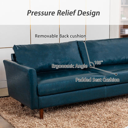 80'' Faux Leather 3 Seater Sofa Couch, with Wooden Frame, Padded Cushions and Removable Backrest