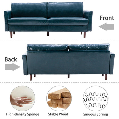 80'' Faux Leather 3 Seater Sofa Couch, with Wooden Frame, Padded Cushions and Removable Backrest