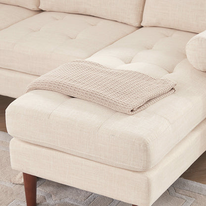 80'' Linen 3-Seater L-Shaped Sectional Sofa with Reversible Chaise, Tufted Seat Cushions, and Sturdy Wooden Frame