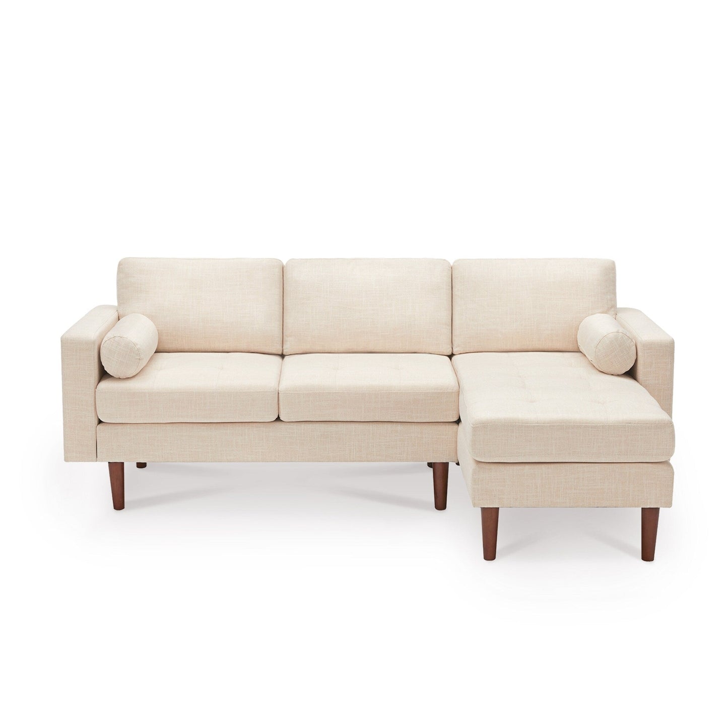80'' Linen L-Shaped Sectional with Reversible Chaise, Wooden Frame, and Comfortable Design