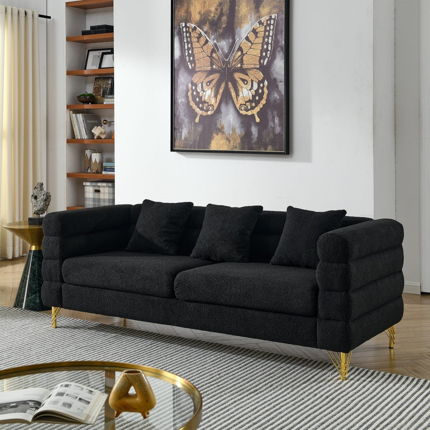 81 Inch Oversized 3 Seater Sectional Sofa with 3 Pillows