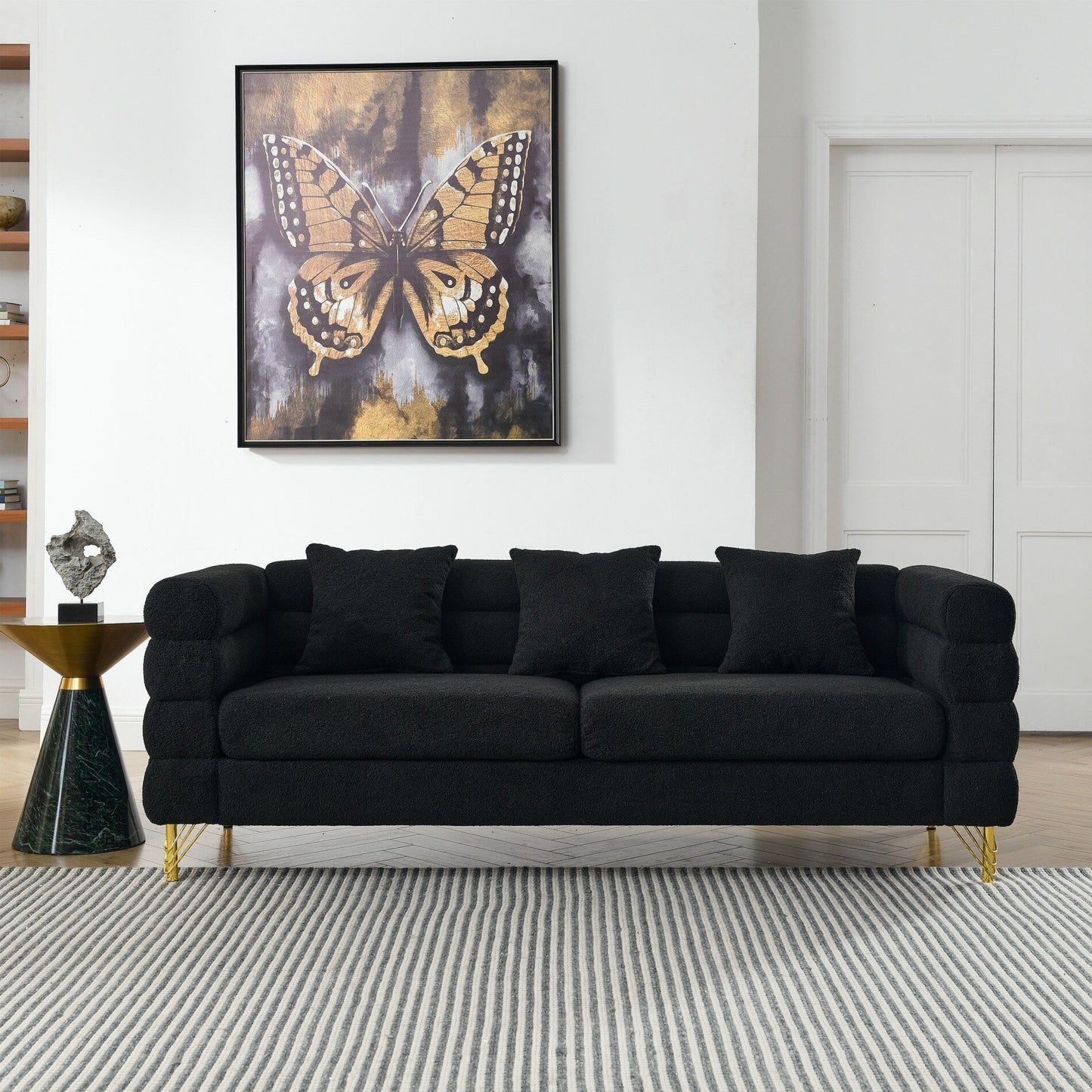 81 Inch Oversized 3 Seater Sectional Sofa with 3 Pillows