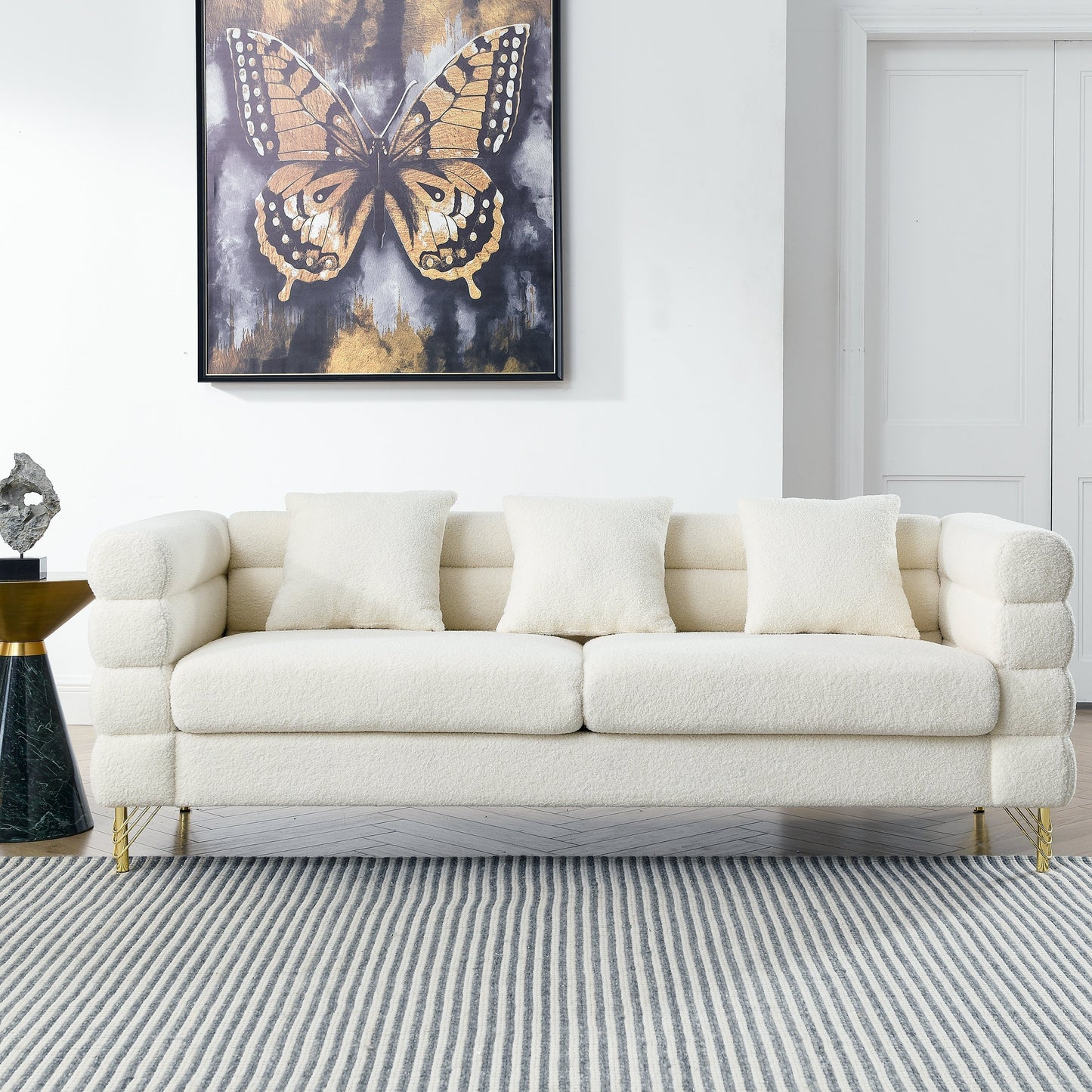 81 Inch Oversized 3 Seater Sectional Sofa, Living Room Comfort Fabric Sectional Sofa - Deep Seating Sectional Sofa, Soft Sitting
