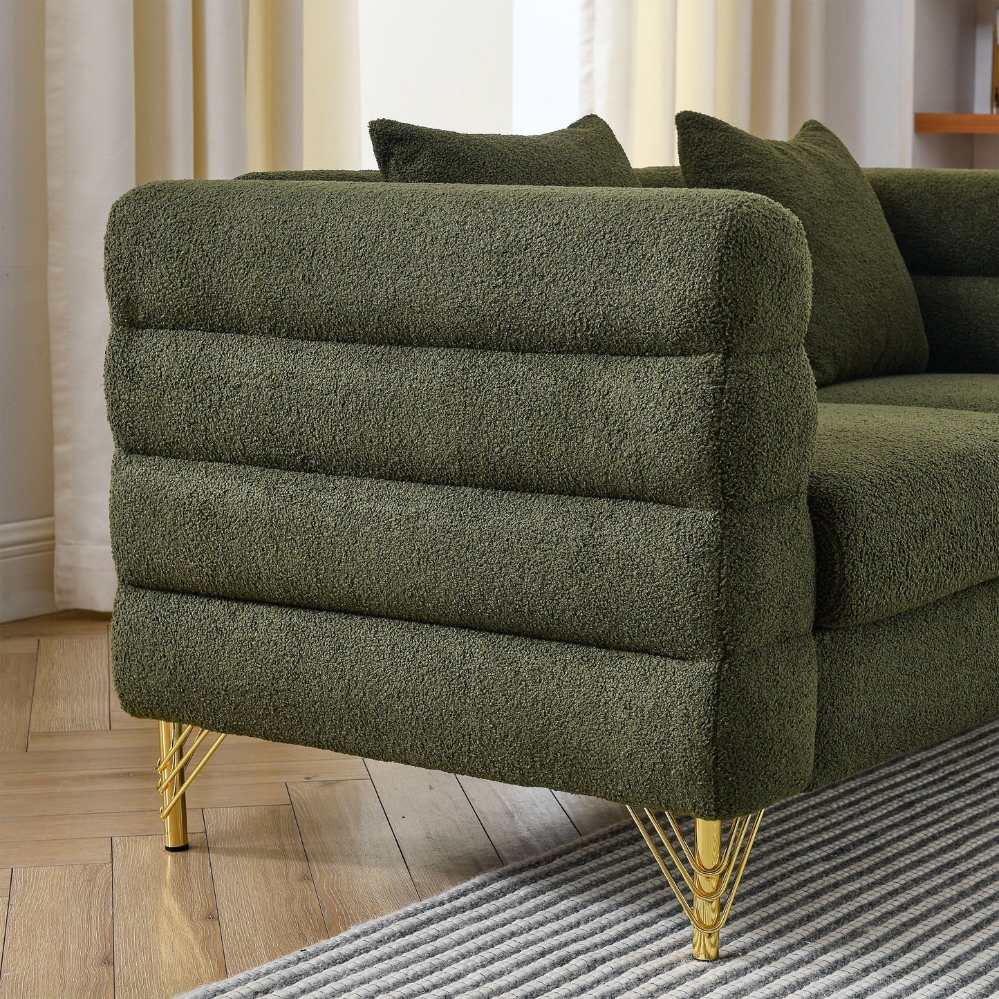 81 Inch Oversized 3 Seater Sectional Sofa, Living Room Comfort Fabric Sectional Sofa - Deep Seating Sectional Sofa, Soft Sitting