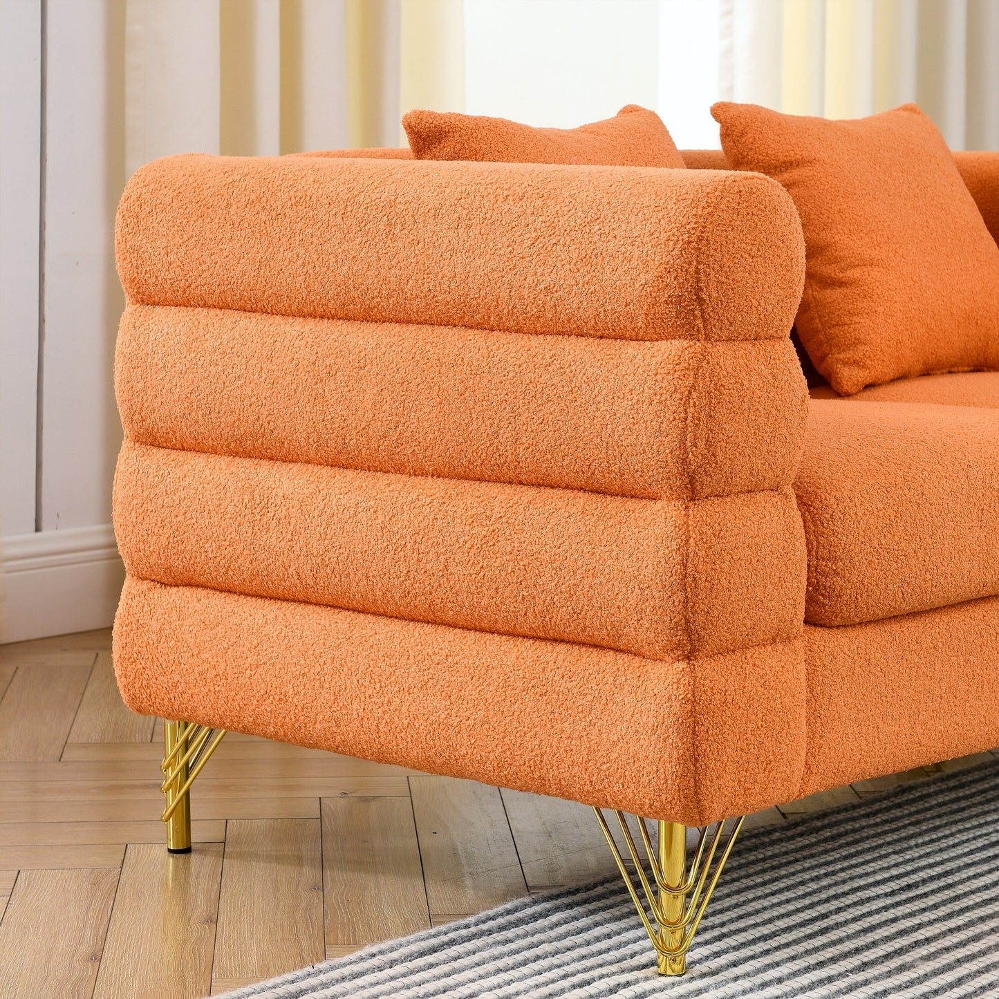 81 Inch Oversized 3 Seater Sectional Sofa, Living Room Comfort Fabric Sectional Sofa - Deep Seating Sectional Sofa, Soft Sitting