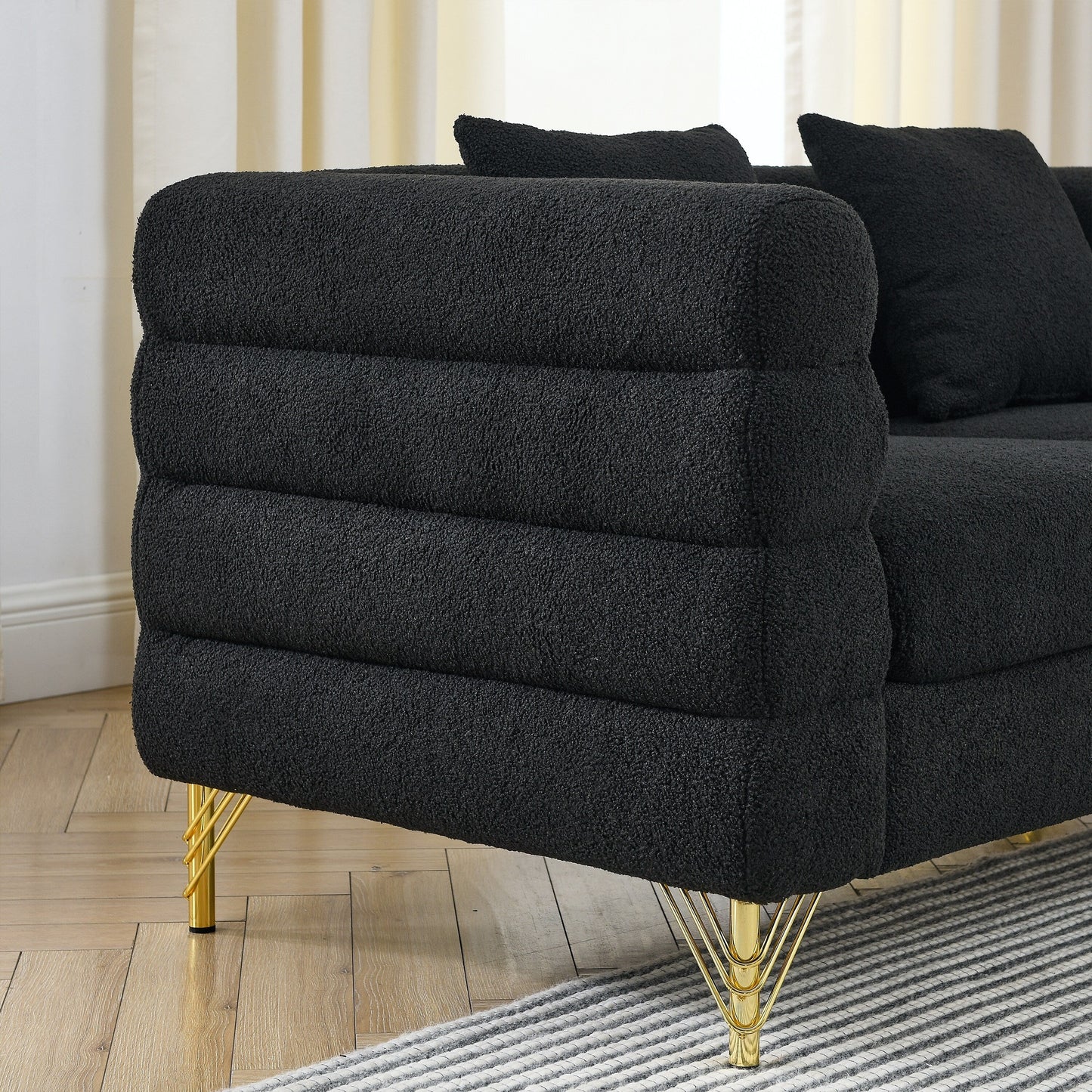 81 Inch Oversized 3 Seater Sectional Sofa, Living Room Comfort Fabric Sectional Sofa - Deep Seating Sectional Sofa, Soft Sitting