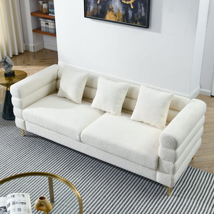 81 Inch Oversized 3 Seater Sectional Sofa, Living Room Comfort Fabric Sectional Sofa - Deep Seating Sectional Sofa