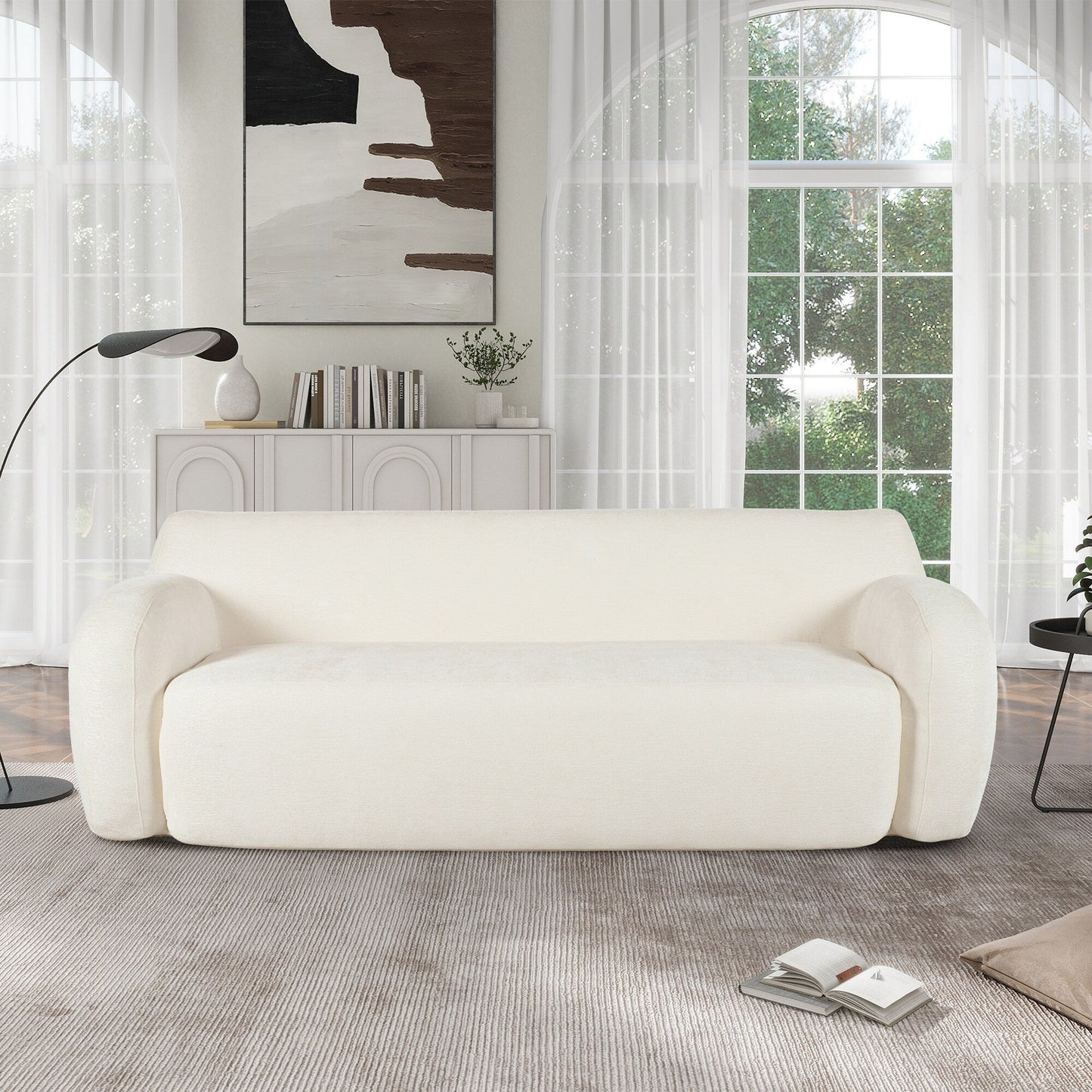 81.5 Minimalist Compression 3-seater Sofa with Large Seats and High-Density Foam Paddingfor Living Rooms