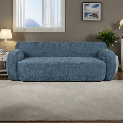 81.5 Polyester Curved 3-Seater Sofa with Ergonomic Armrests, High-Density Foam, and No Assembly Required