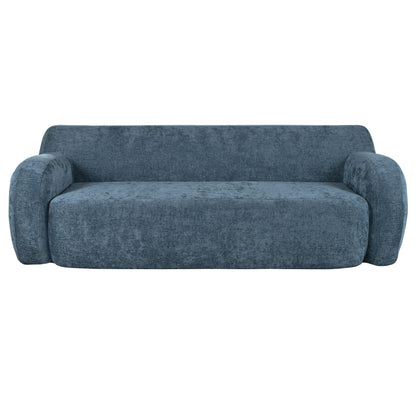 81.5 Polyester Curved 3-Seater Sofa with Ergonomic Armrests, High-Density Foam, and No Assembly Required