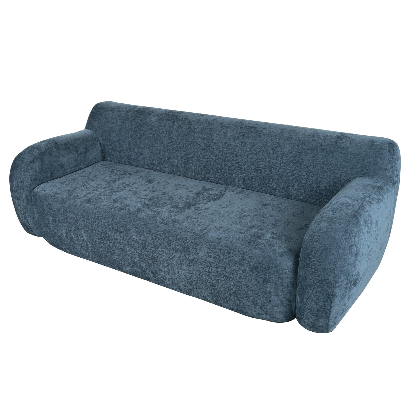 81.5 Polyester Curved 3-Seater Sofa with Ergonomic Armrests, High-Density Foam, and No Assembly Required