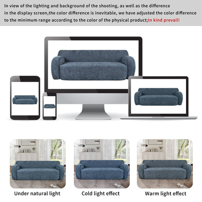 81.5 Polyester Curved 3-Seater Sofa with Ergonomic Armrests, High-Density Foam, and No Assembly Required