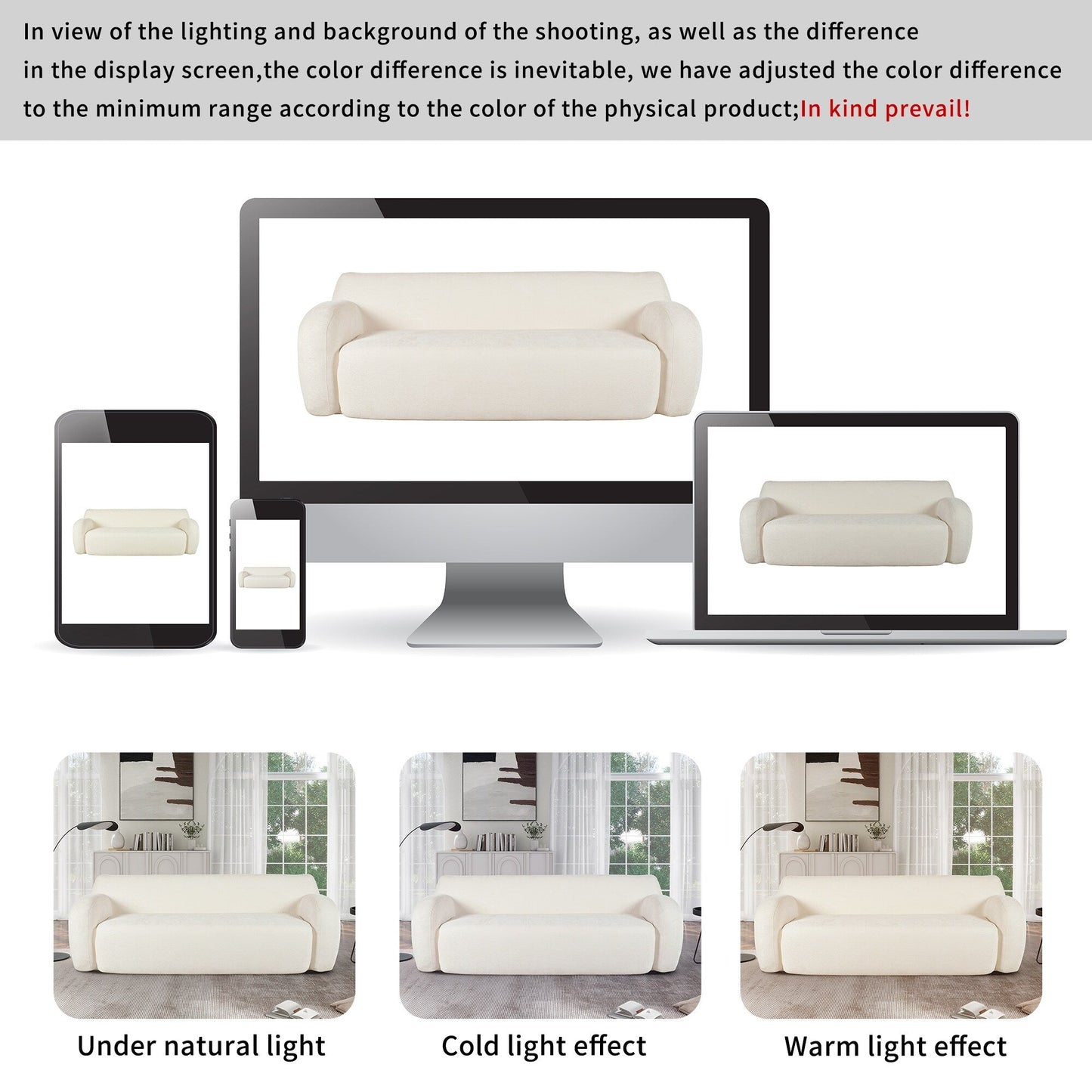81.5 Polyester Curved 3-Seater Sofa with Ergonomic Armrests, High-Density Foam, and No Assembly Required
