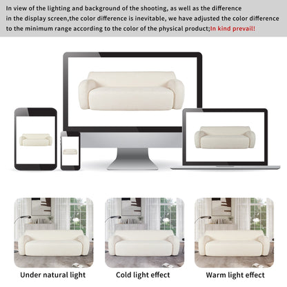 81.5 Polyester Curved 3-Seater Sofa with Ergonomic Armrests, High-Density Foam, and No Assembly Required